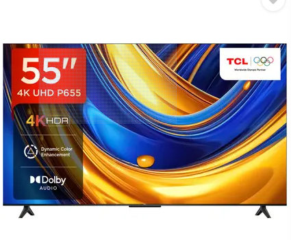 TCL P655 139 cm (55 inch) Ultra HD (4K) LED Smart Google TV with T-Screen, Dynamic Colour Enhancement and Dolby Audio 24W  (55P655)